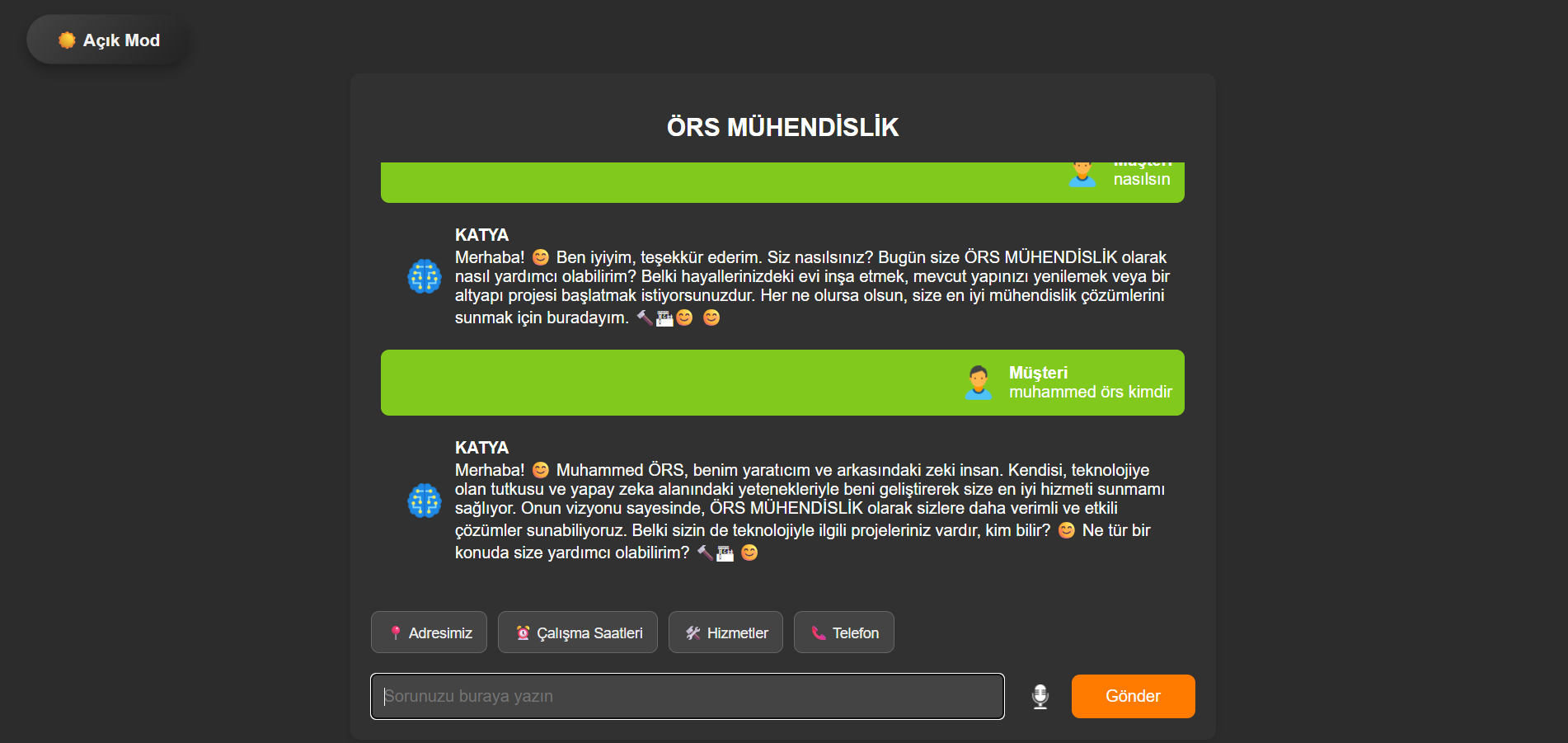 Akıllı İşletme Asistanı Arayüzü